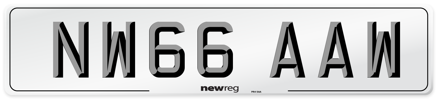 NW66 AAW Number Plate from New Reg